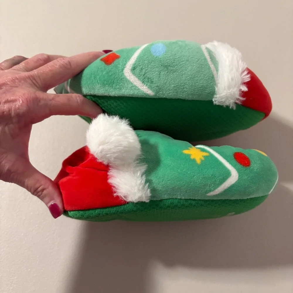 Squishmallows Carol the Christmas‎ Tree Slippers Green Santa Hat Kids Size 13/1